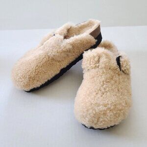 Birkenstock Papillio Boston Big Buckle Teddy Shearling Clogs Cream Sz US 7 NWOB